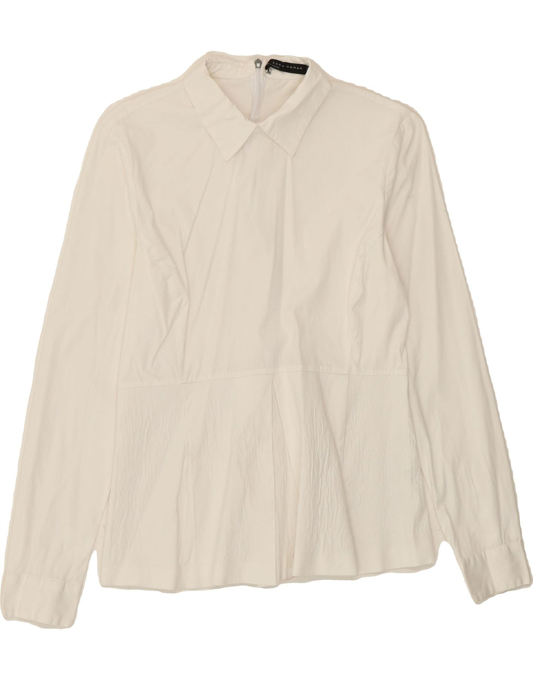 ZARA Womens Pullover Shirt Blouse UK 8 Small White Cotton Vintage Zara and Second-Hand Zara from Messina Hembry 