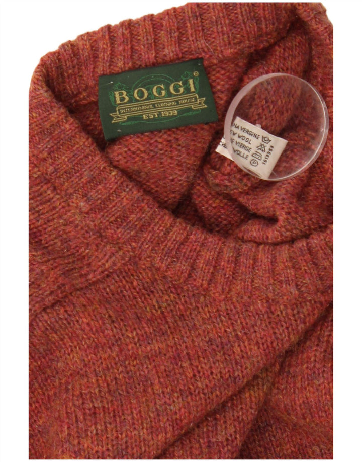 Boggi Mens Crew Neck Jumper Sweater Medium Maroon Wool