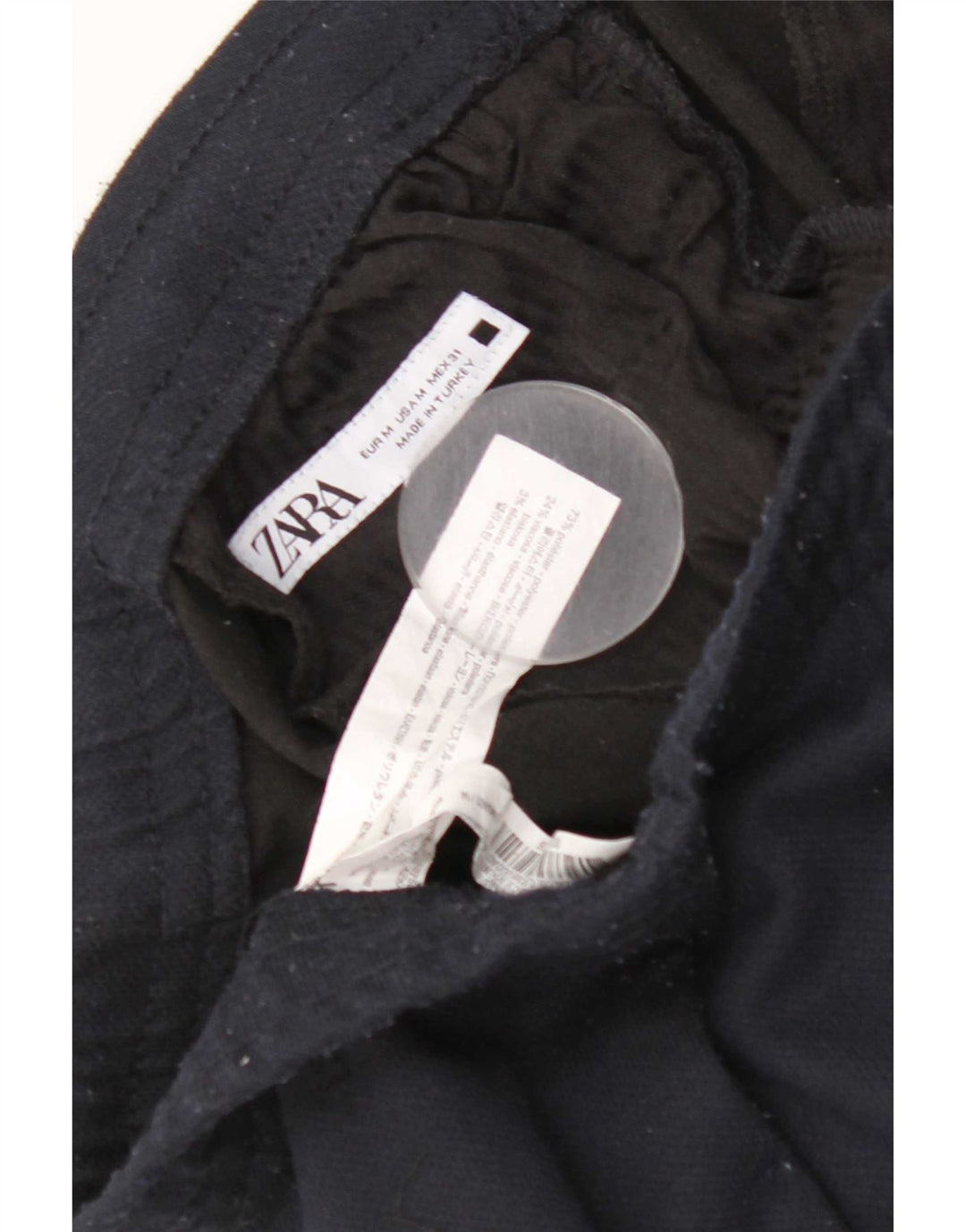 Zara Mens Slim Chino Trousers Medium W31 L27 Navy Blue Polyester