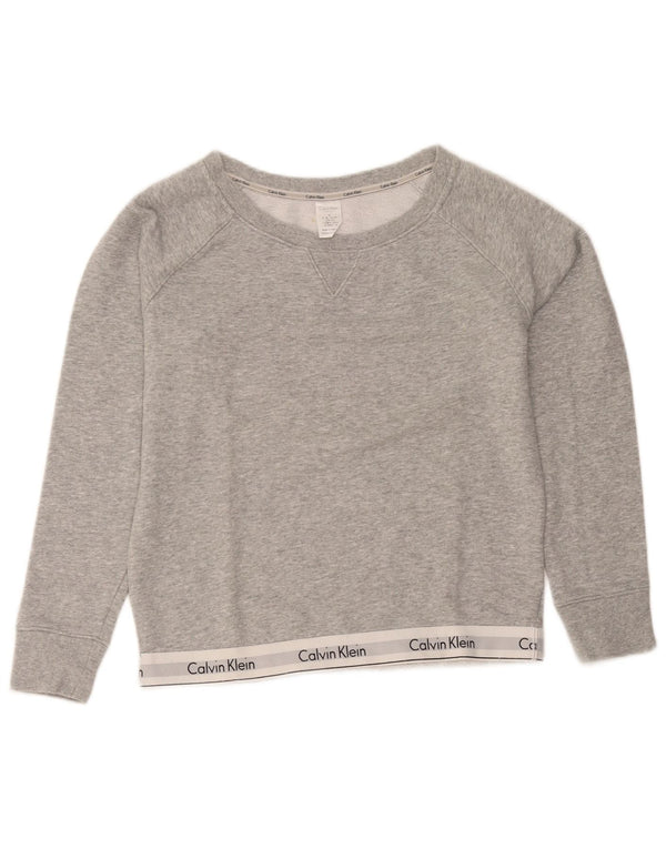 Calvin Klein Womens Sleepwear Graphic Top manica lunga UK 14 Grigio medio