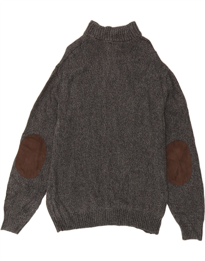 CHAPS Mens Button Neck Jumper Sweater XL Grey Flecked Cotton Vintage Chaps and Second-Hand Chaps from Messina Hembry 
