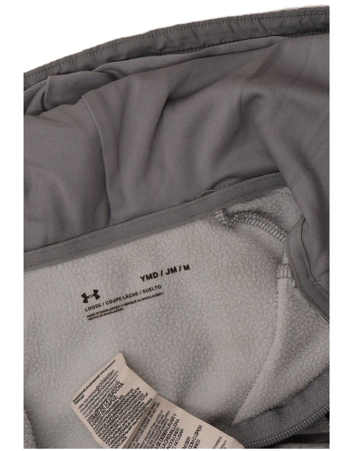UNDER ARMOUR Boys Zip Hoodie Sweater 9-10 Years Medium Grey Polyester