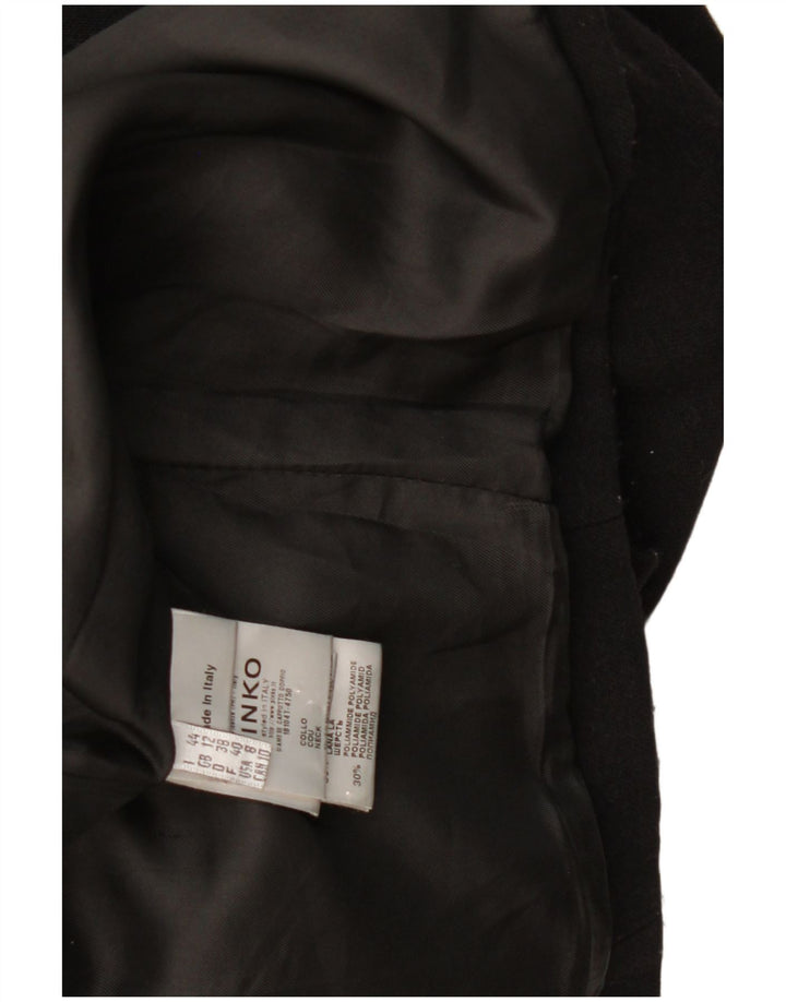 Pinko Womens Overcoat UK 12 Medium Black Wool