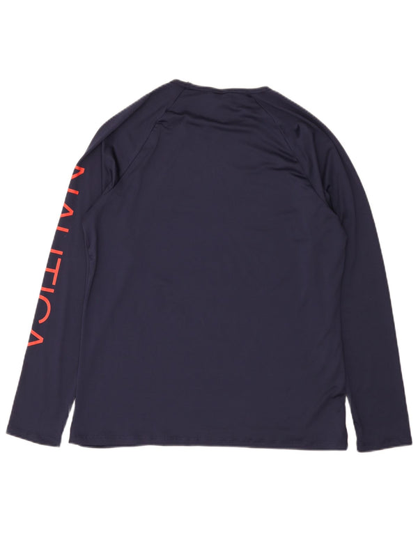 Nautica Womens Graphic Top Long Sleeve UK 18 XL Navy Blue Polyester