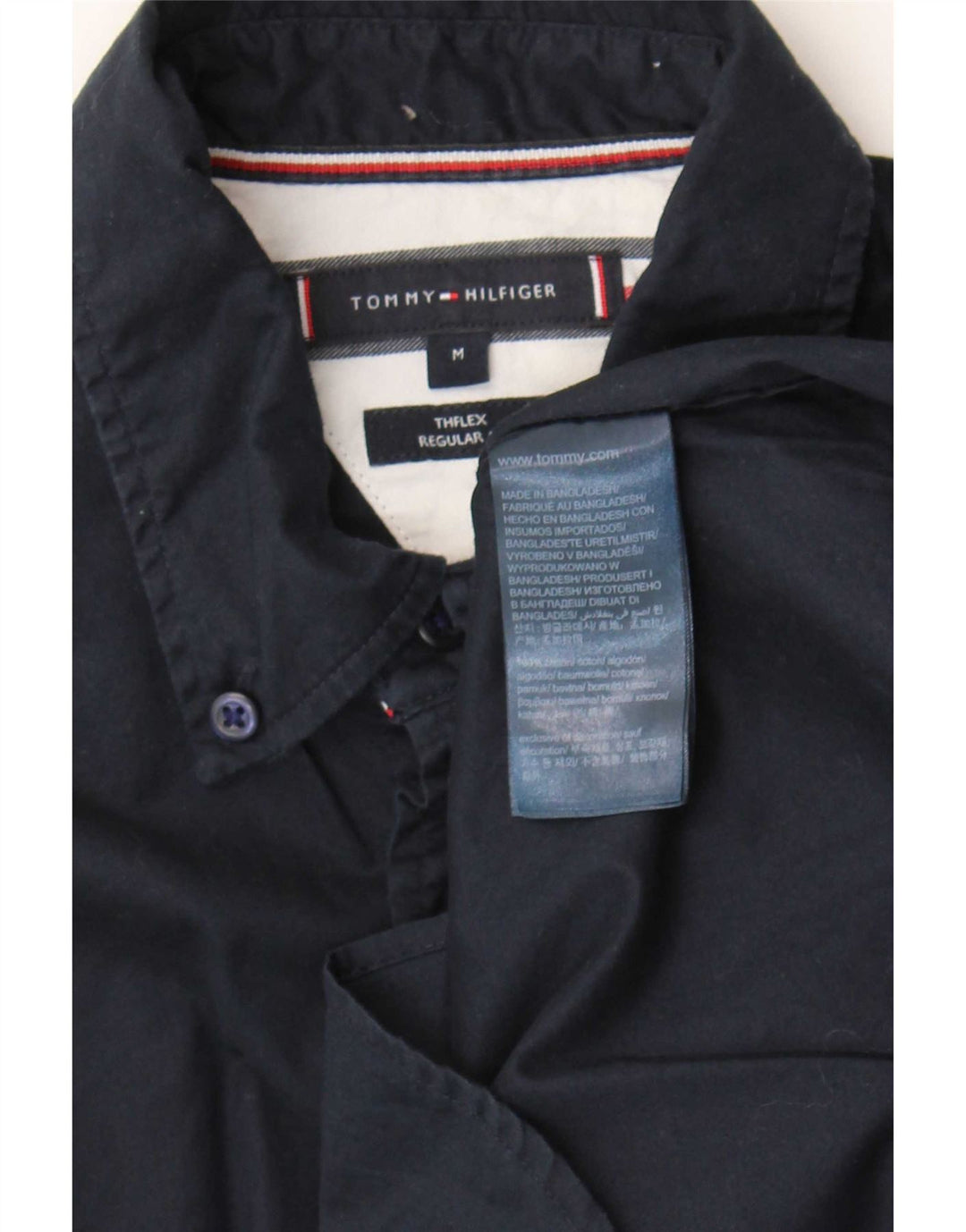 Tommy Hilfiger Mens Regular Fit Shirt Medium Navy Blue Cotton