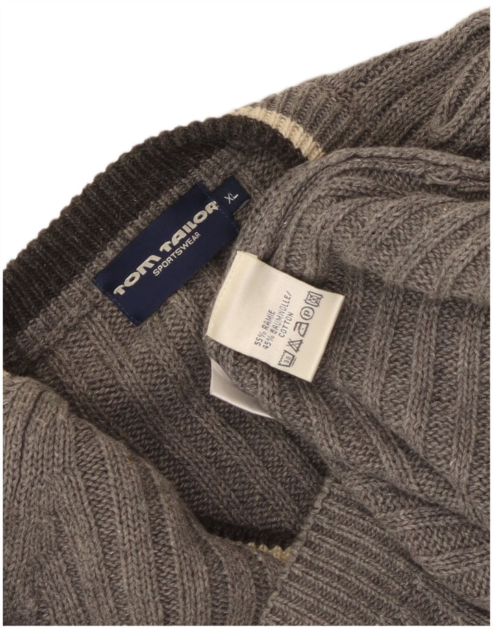 Tom Tailor Herre V-hals sweater XL Grå Ramie