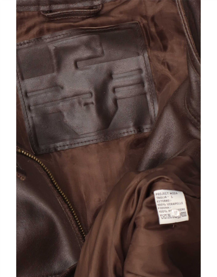 Vintage Mens Leather Jacket UK 40 Large Brown