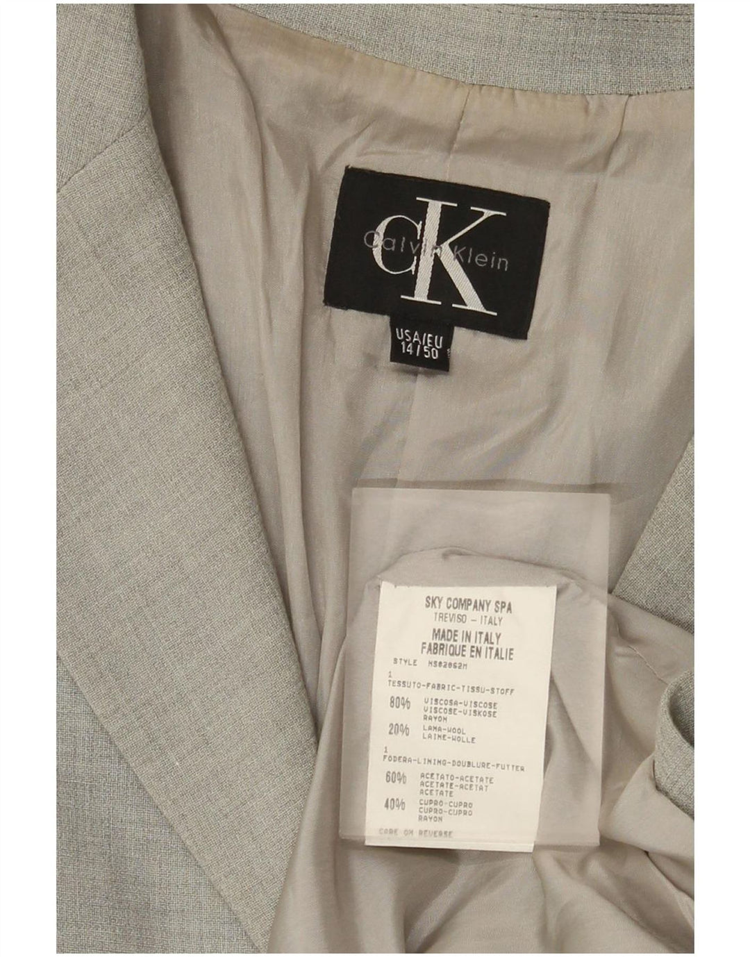 Giacca blazer a 3 bottoni da donna Calvin Klein US 14 XL viscosa grigia