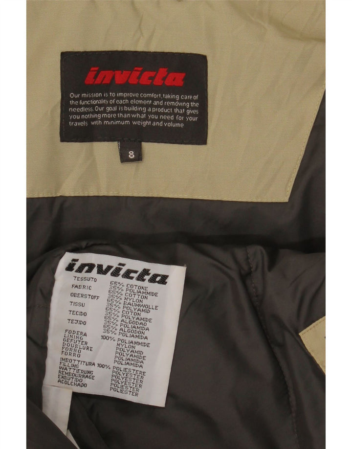 Invicta Womens 3/4 Sleeve Padded Jacket UK 8 Small Beige Cotton