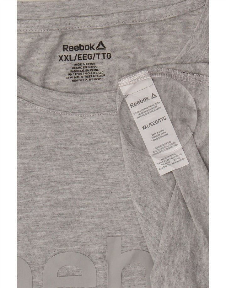 REEBOK Womens Graphic T-Shirt Top UK 20 2XL Grey Polyester Vintage Reebok and Second-Hand Reebok from Messina Hembry 