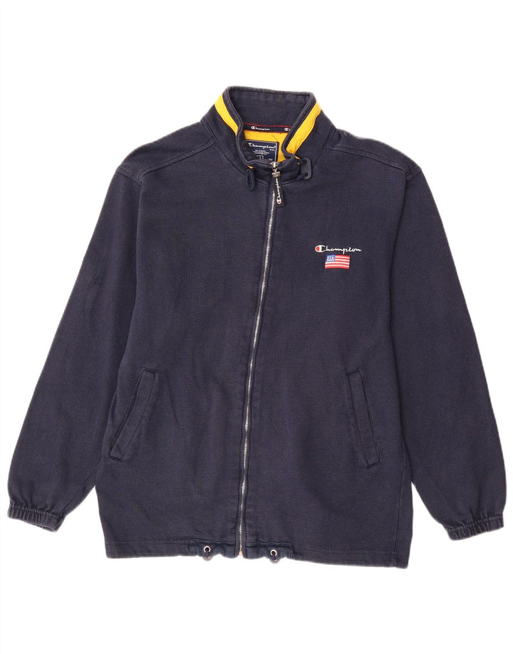 CHAMPION Mens Tracksuit Top Jacket Small Navy Blue Cotton