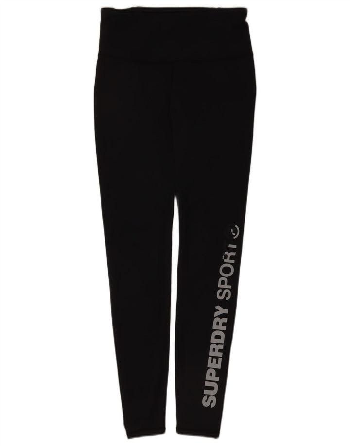 Superdry Womens Graphic Leggings UK 10 Small  Black Polyester