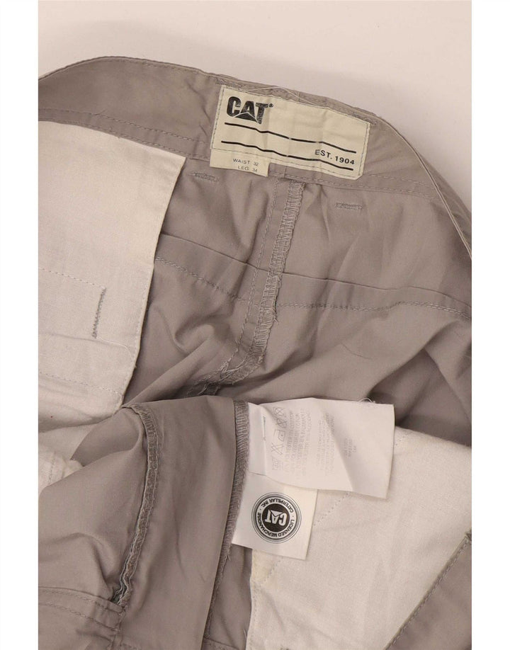 CAT Mens Straight Chino Trousers W32 L34 Grey Polyester