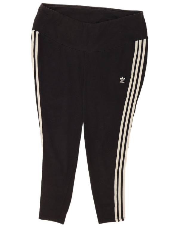 Женские леггинсы Adidas UK 28-30 3XL, хлопковые спортивные, черные полосатые