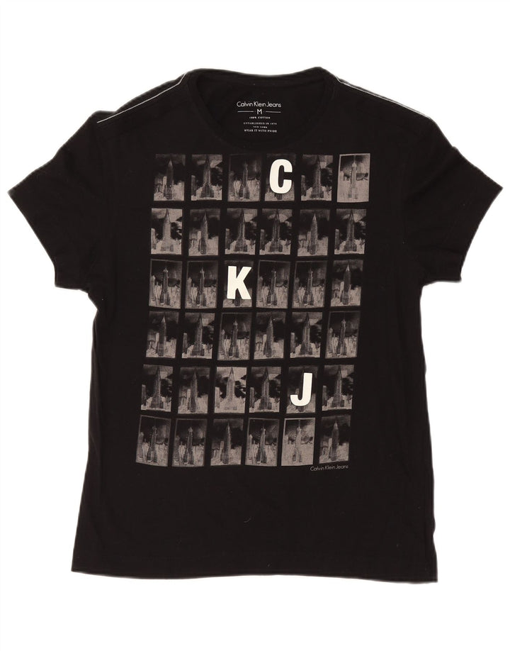 CALVIN KLEIN JEANS Mens Graphic T-Shirt Top Medium Black
