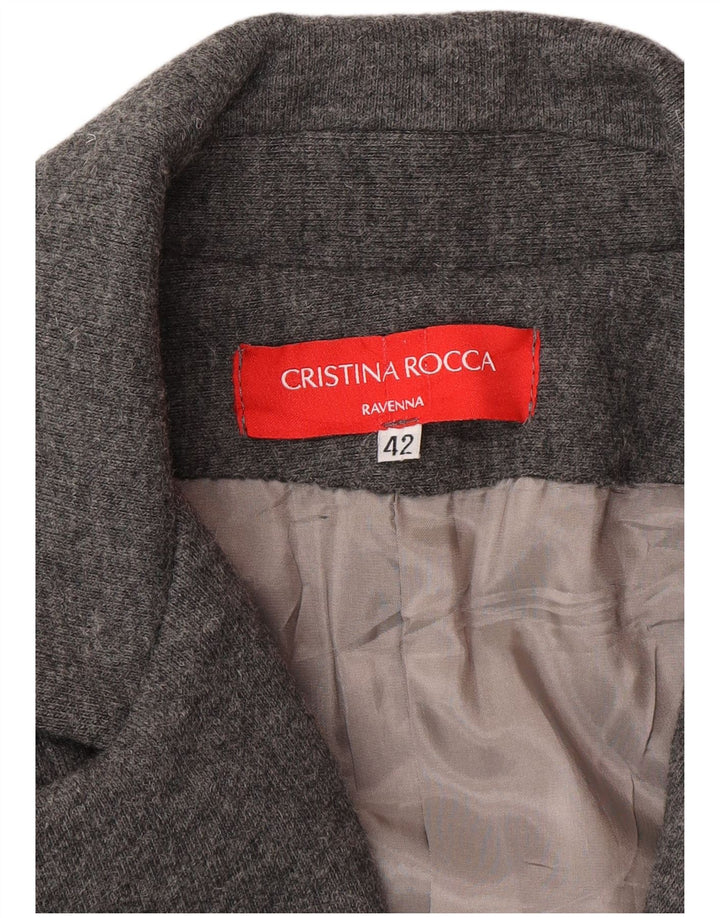 CRISTINA ROCCA Womens Overcoat IT 42 Medium Grey Wool