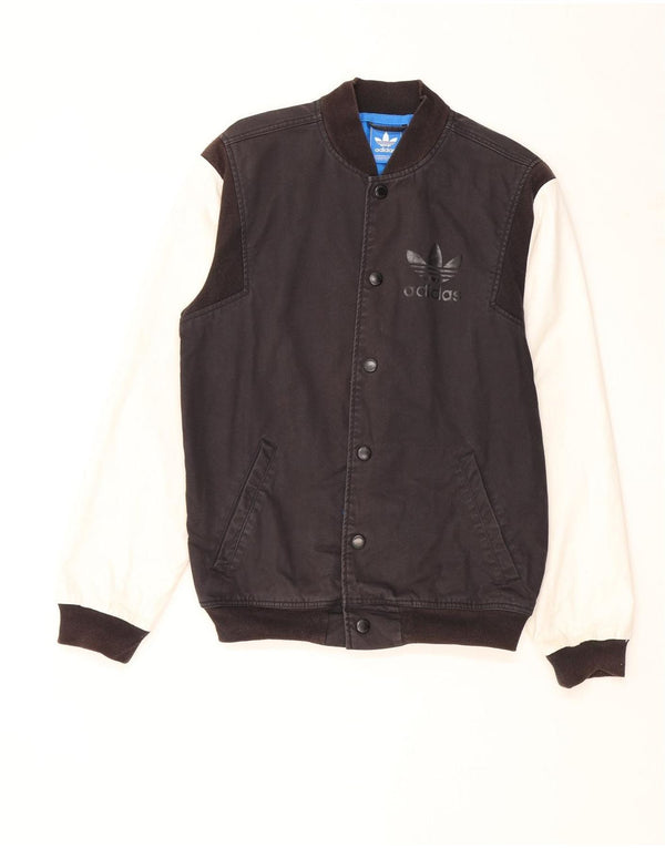 Adidas Mens Graphic Varsity Jacket UK 38 Medium Black Colourblock Cotton