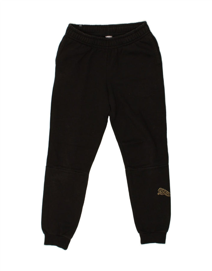 PUMA Mens Tracksuit Trousers Joggers Small Black Cotton | Vintage Puma | Thrift | Second-Hand Puma | Used Clothing | Messina Hembry 