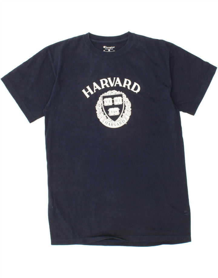 CHAMPION Mens Harvard Graphic T-Shirt Top Medium Navy Blue Cotton Vintage Champion and Second-Hand Champion from Messina Hembry 