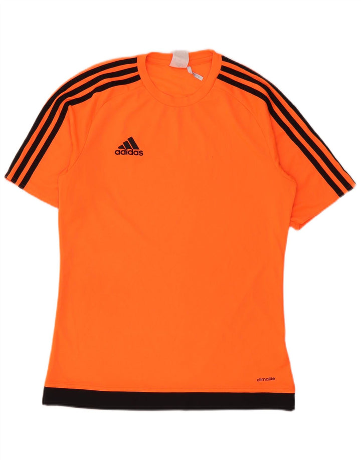 Adidas Mens Climalite T-Shirt Top Small Orange Colourblock Polyester