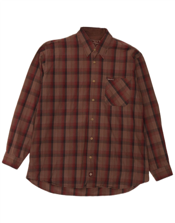 Marlboro Classics Camisa Hombre XL Marrón Cuadros Algodón
