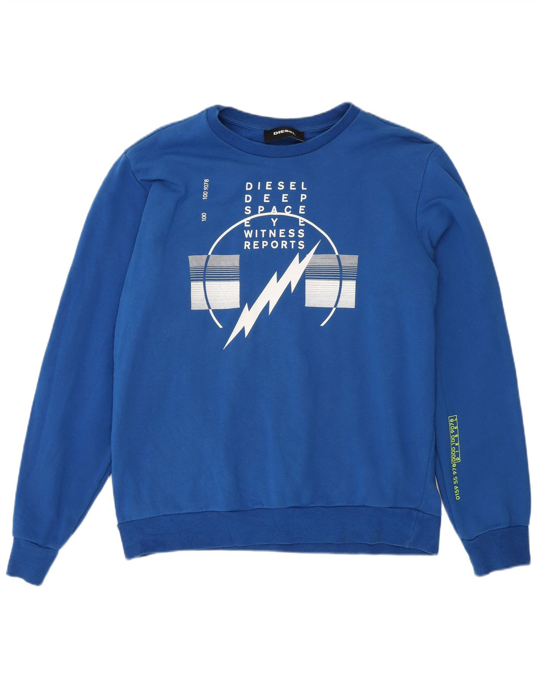 Diesel Mens Graphic Sweatshirt Jumper Large Blue Cotton