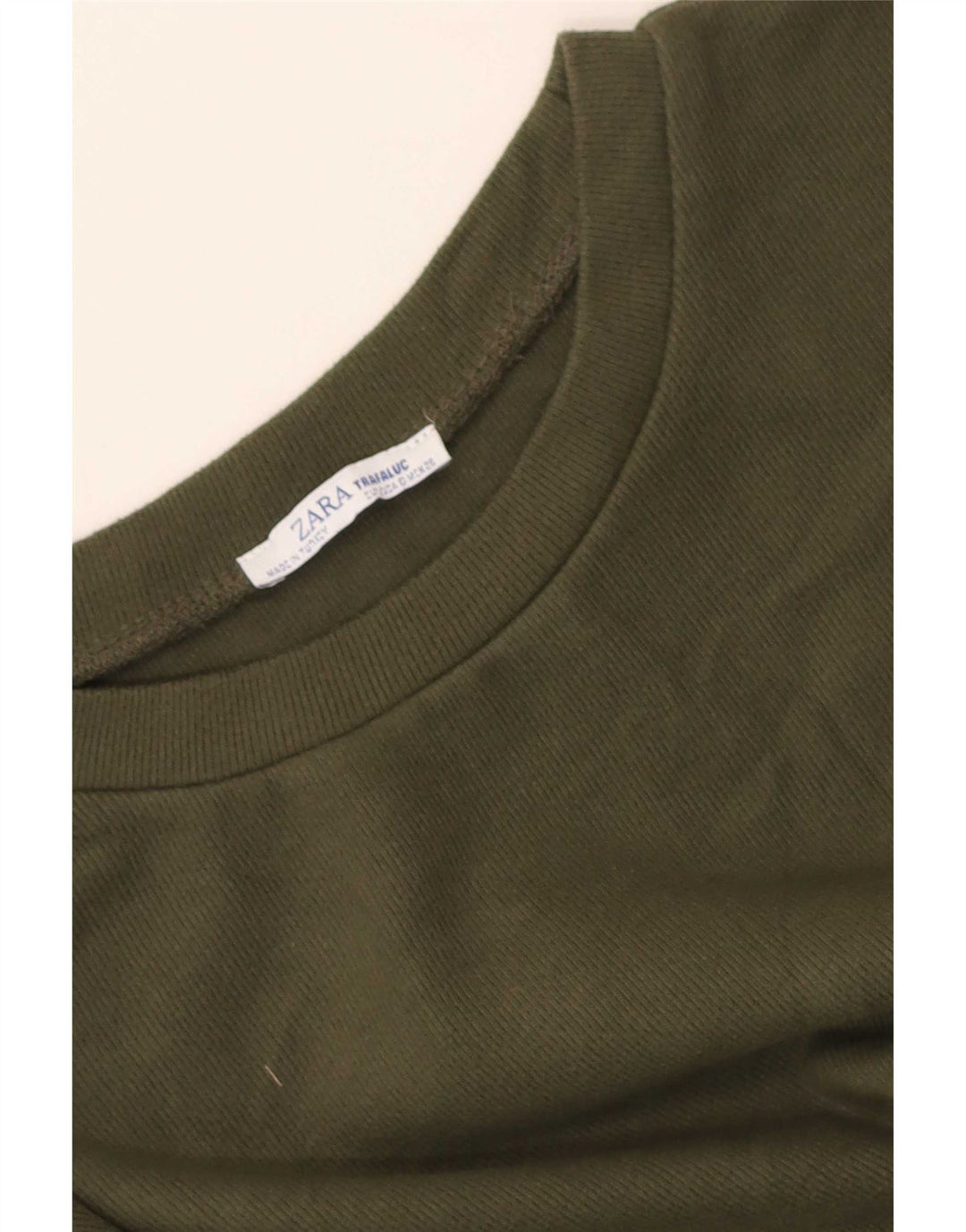 Zara Womens Crop Oversized Sweatshirt Jumper UK 10 Small Khaki
