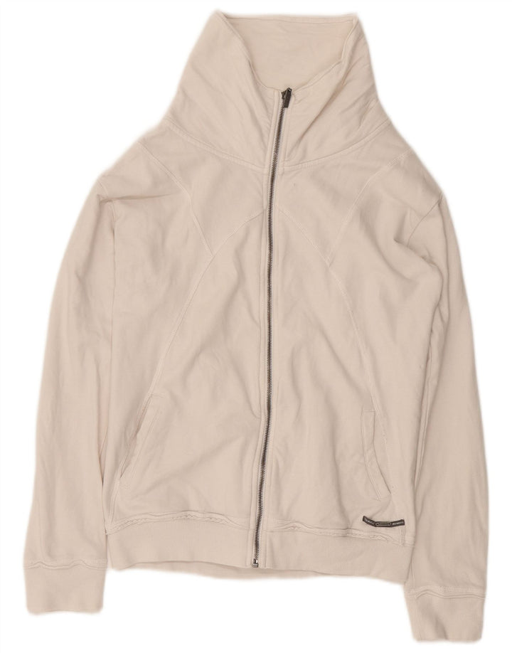 FREDDY Womens Tracksuit Top Jacket UK 14 Large Off White Cotton