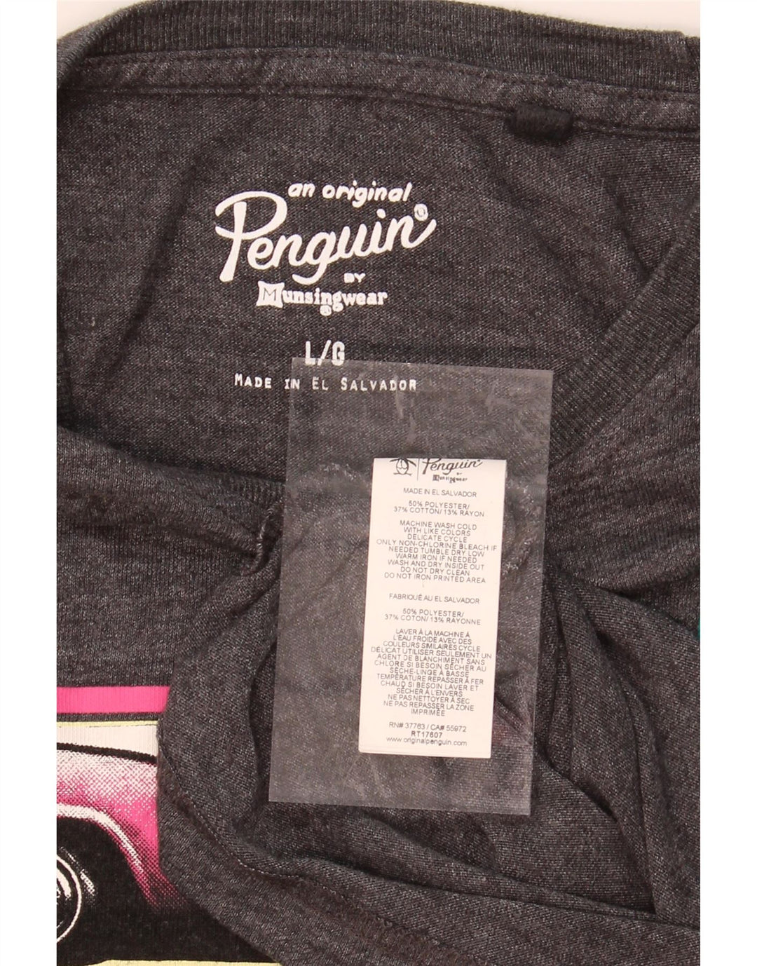 PENGUIN Mens Graphic T-Shirt Top Large Grey Polyester Vintage Penguin and Second-Hand Penguin from Messina Hembry 