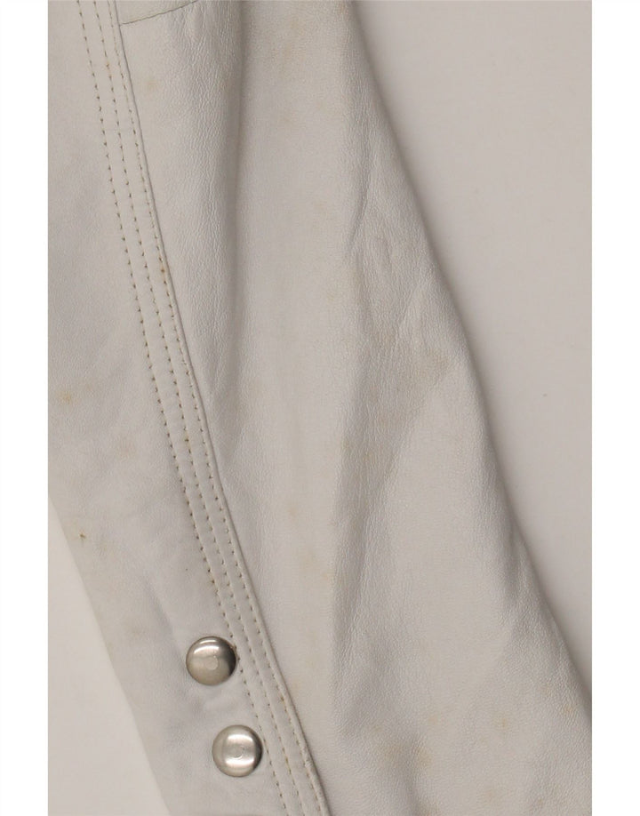Vintage Womens Leather Blazer Jacket IT 44 Medium White Leather