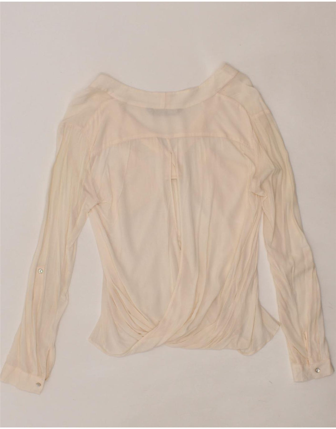 ZARA Womens Long Sleeve Blouse Top UK 10 Small Beige Vintage Zara and Second-Hand Zara from Messina Hembry 