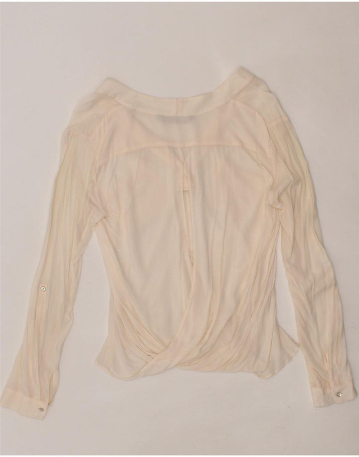 ZARA Womens Long Sleeve Blouse Top UK 10 Small Beige Vintage Zara and Second-Hand Zara from Messina Hembry 