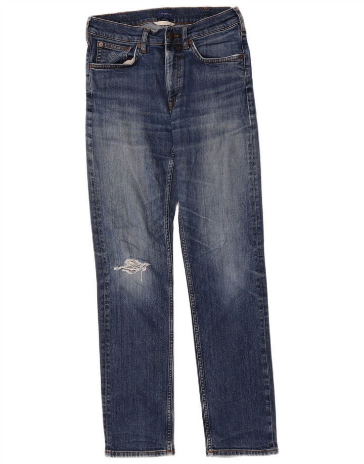 Gant Mens Distressed Slim Jeans W30 L32 Blue Cotton