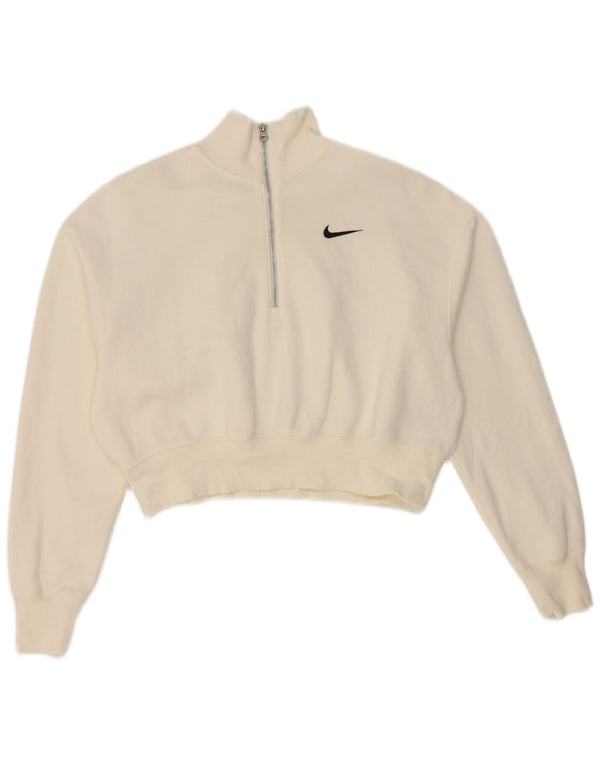 Pulover Nike pentru femei, supradimensionat, cu fermoar și gât, UK 10, mic, alb