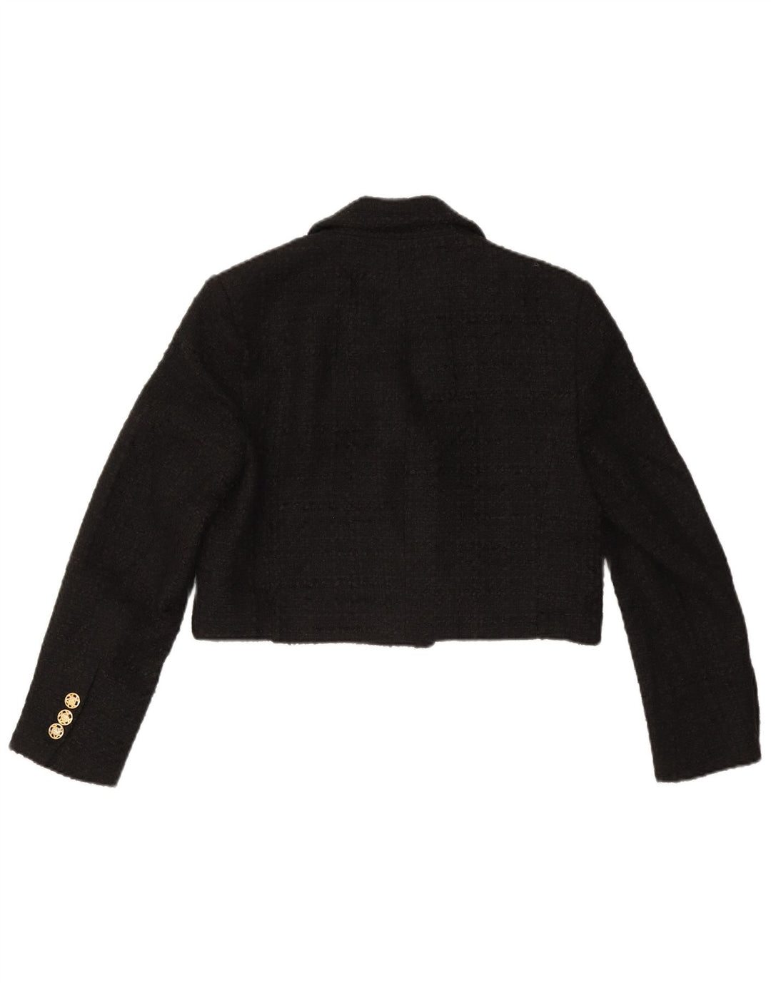 Zara Womens Crop Double Breasted Blazer Jacket UK 16 Large Black Polyester
