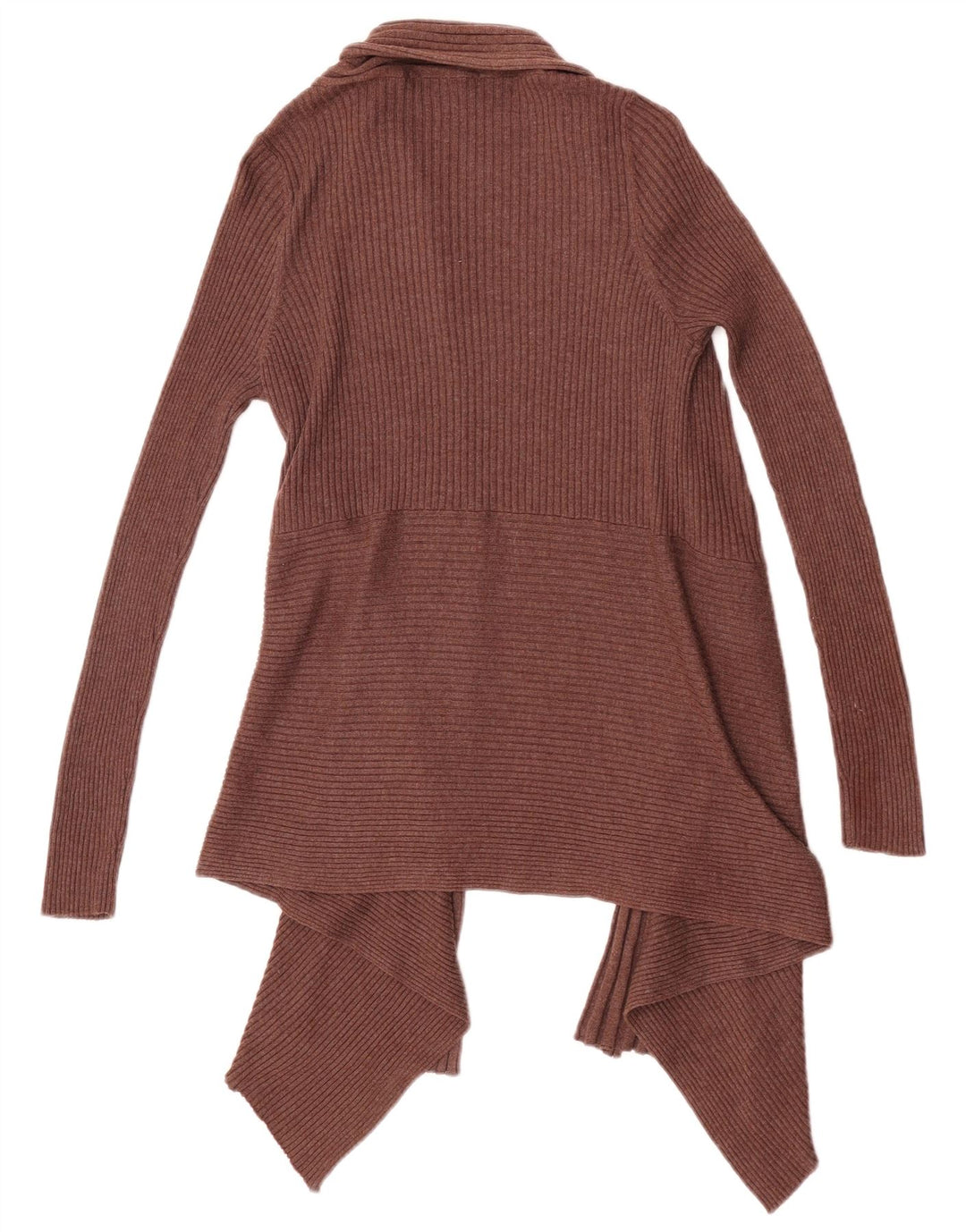 Marks & Spencer Damen Asymmetrischer offener Cardigan-Pullover UK 14 Mittelbraun
