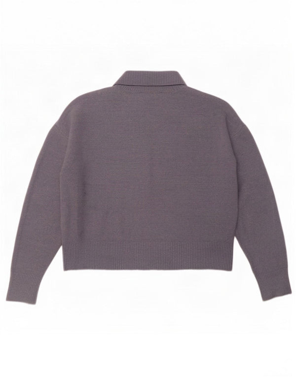 Zara Womens Crop Oversized Roll Neck Jumper Sweater UK 14 Medium Blue