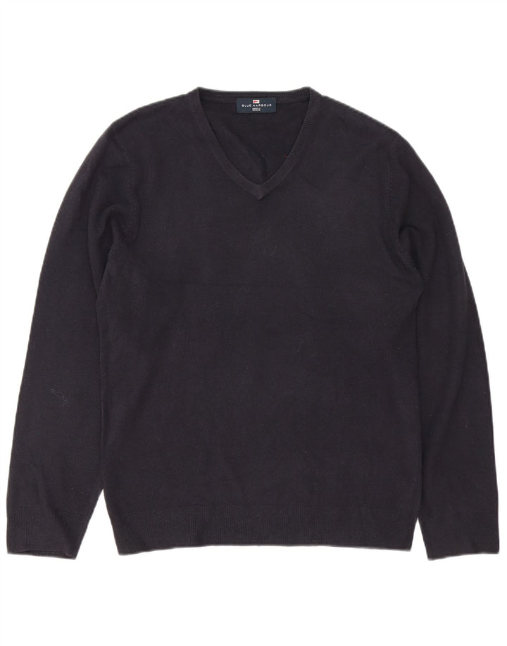 Marks & Spencer Mens Blue Harbour V-Neck Jumper Sweater Small Navy Acrylic