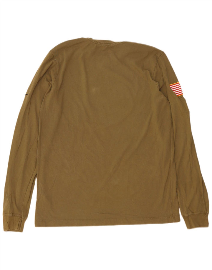 Nike Mens Washington Graphic Top Long Sleeve Medium Khaki Cotton
