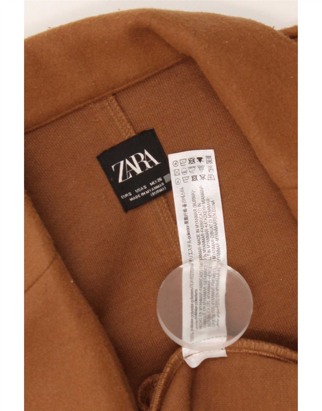 Zara Womens Overcoat UK 10 Small Brown Polyester