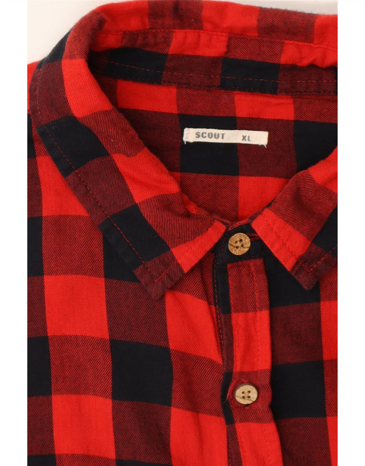 SCOUT Mens Flannel Shirt XL Red Check Cotton Vintage Scout and Second-Hand Scout from Messina Hembry 