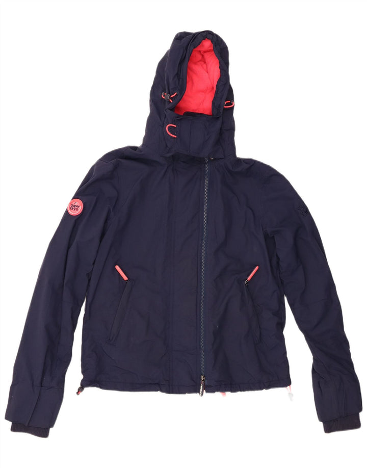 SUPERDRY Womens Graphic Windbreaker Jacket UK 14 Medium Navy Blue