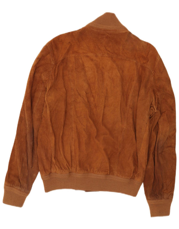 Jaqueta bomber masculina vintage de camurça IT 50 couro marrom grande
