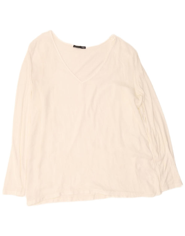 Zara Mujer Top Manga Larga UK 44 Grande Blanco
