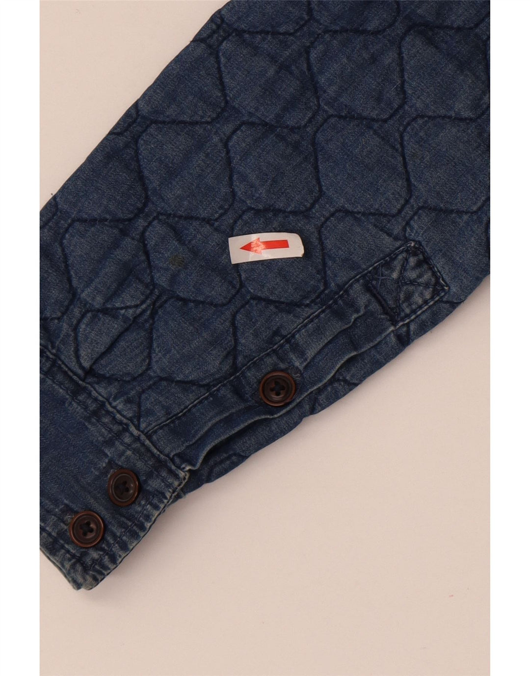 Vintage herre quiltet denimskjorte mellemblå bomuld