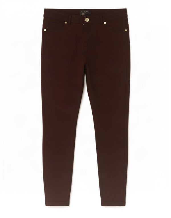Ted Baker Womens Skinny Casual Trousers Size 2 Small W28 L27 Brown Viscose