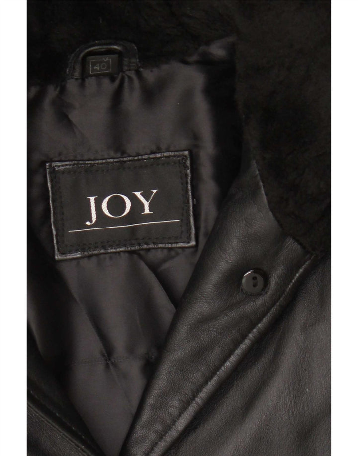 Abrigo de cuero extragrande con capucha para mujer Joy EU 40 Medium Black