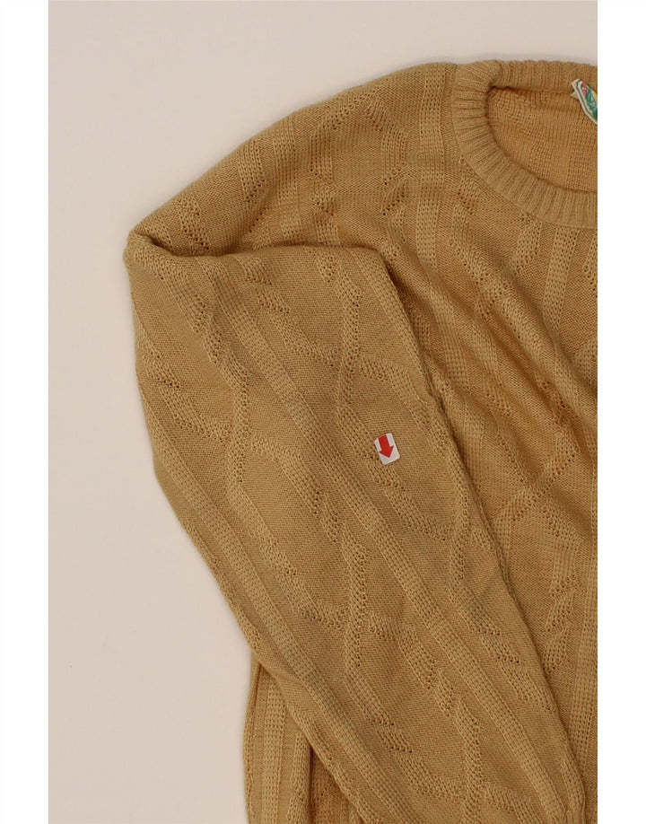 VINTAGE Mens Crew Neck Jumper Sweater Large Beige Vintage Vintage and Second-Hand Vintage from Messina Hembry 