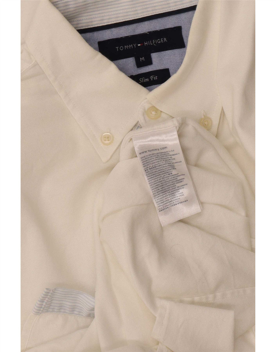 Camisa masculina Tommy Hilfiger Slim Fit médio algodão branco