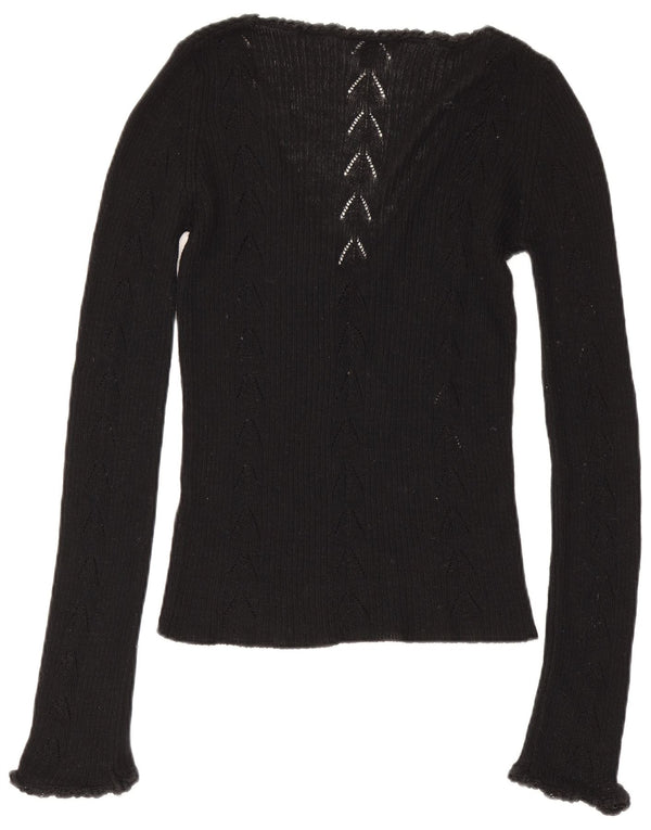Calvin Klein Dame Grafisk Top Langærmet UK 12 Medium Sort